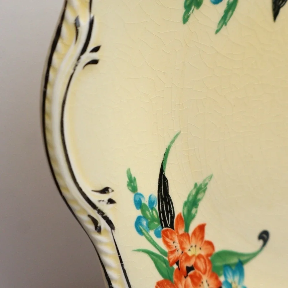 VTG Art Deco Hand Painted Floral Serving Platter Tray C.P. Co.